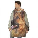 Vintage German Shepherd Portrait Print Hoodie Blanket