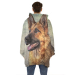 Vintage German Shepherd Portrait Print Hoodie Blanket