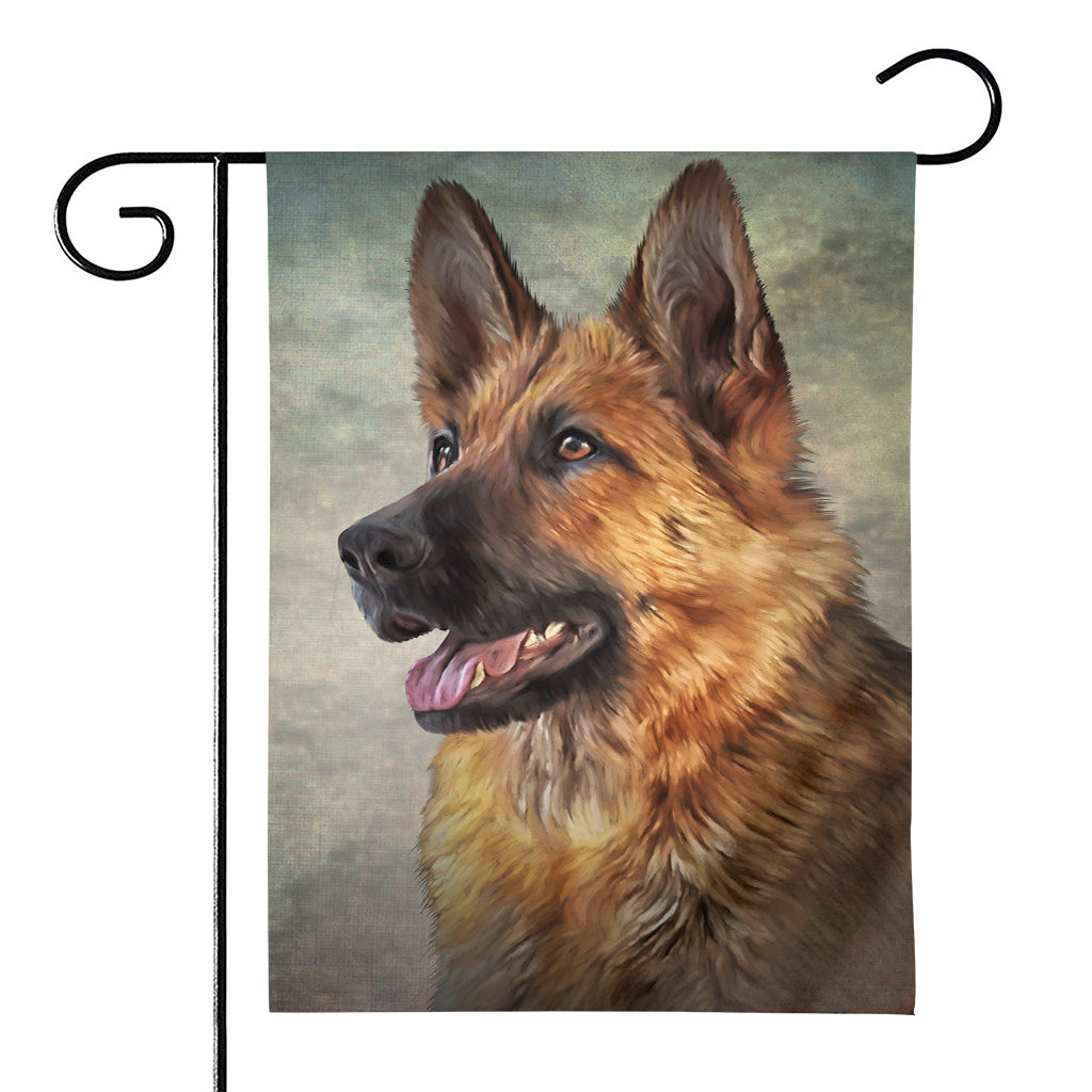 Vintage German Shepherd Portrait Print House Flag