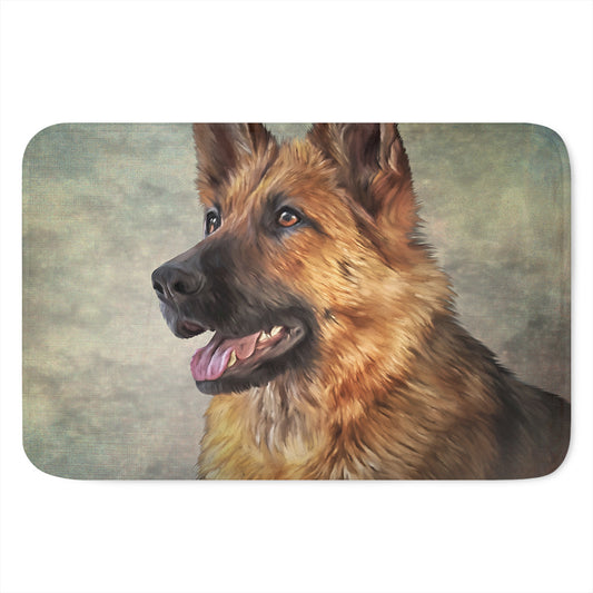 Vintage German Shepherd Portrait Print Indoor Door Mat