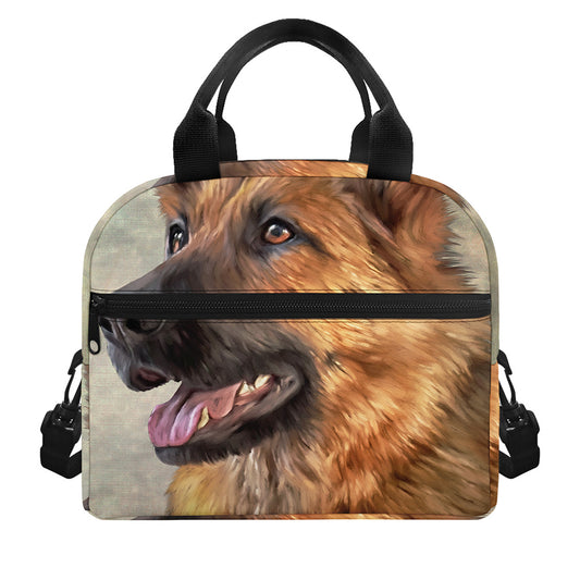 Vintage German Shepherd Portrait Print Insulated Lunch Bag
