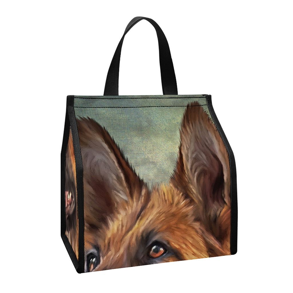 Vintage German Shepherd Portrait Print Insulated Lunch Tote