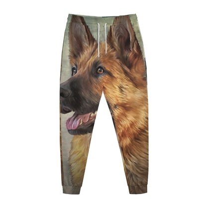 Vintage German Shepherd Portrait Print Jogger Pants