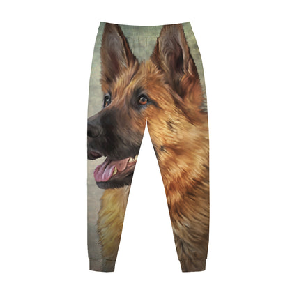 Vintage German Shepherd Portrait Print Jogger Pants