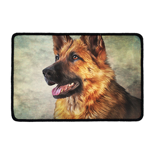 Vintage German Shepherd Portrait Print Kitchen Mat