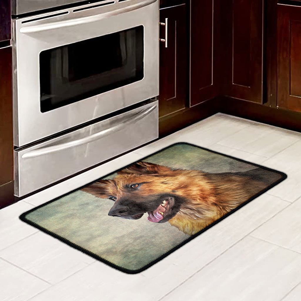 Vintage German Shepherd Portrait Print Kitchen Mat