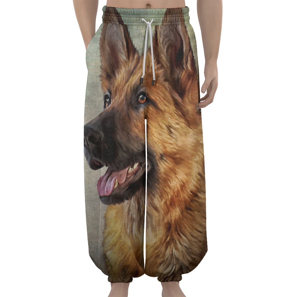 Vintage German Shepherd Portrait Print Lantern Pants