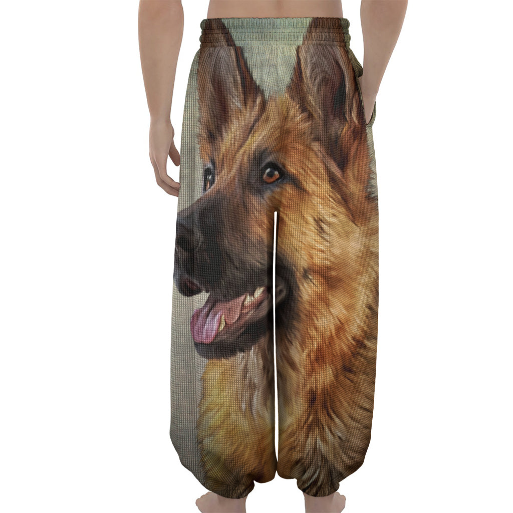 Vintage German Shepherd Portrait Print Lantern Pants