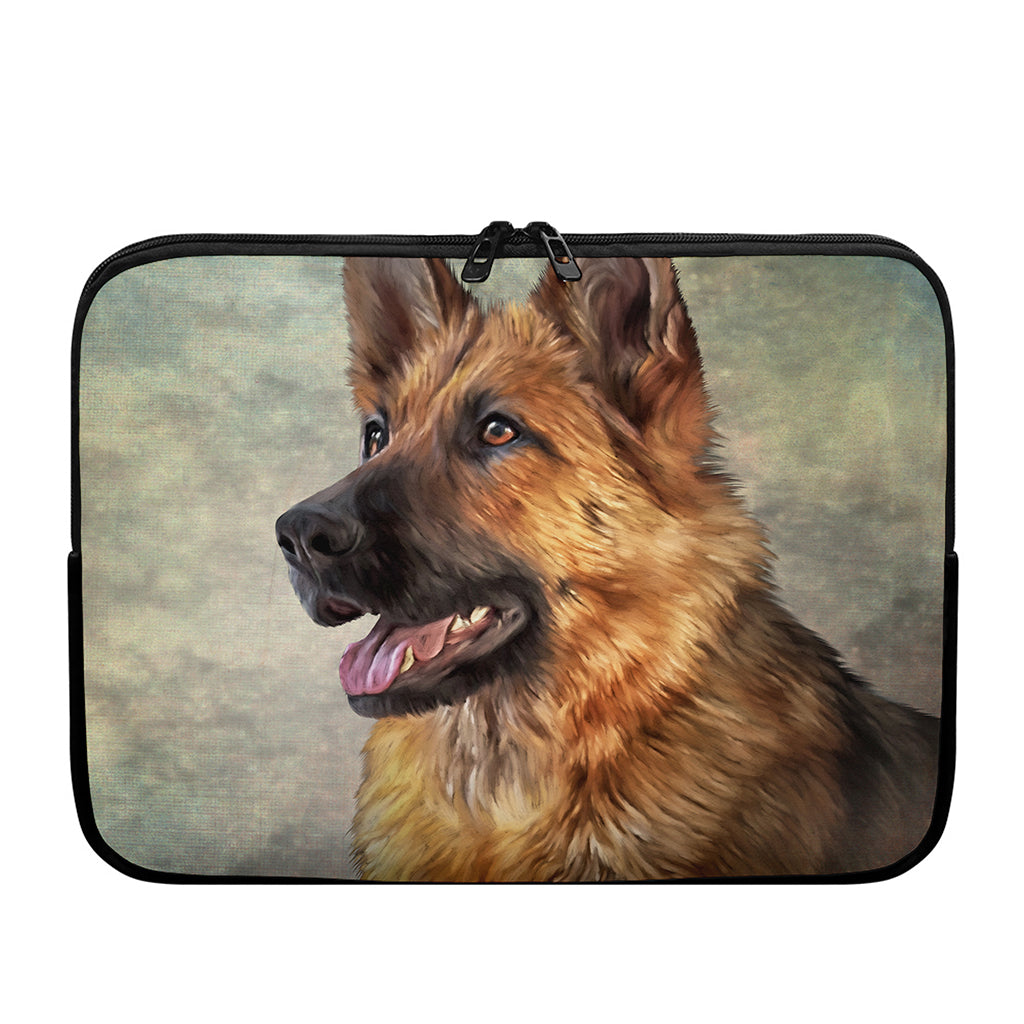 Vintage German Shepherd Portrait Print Laptop Sleeve