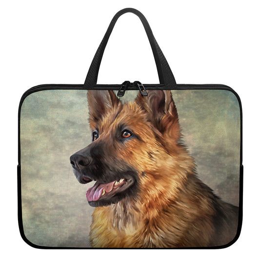 Vintage German Shepherd Portrait Print Laptop Sleeve With Handle