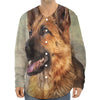 Vintage German Shepherd Portrait Print Long Sleeve Baseball Jersey