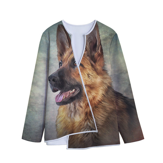 Vintage German Shepherd Portrait Print Long Sleeve Short Coat
