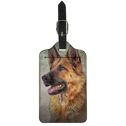 Vintage German Shepherd Portrait Print Luggage Tag