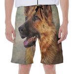 Vintage German Shepherd Portrait Print Men's Beach Shorts