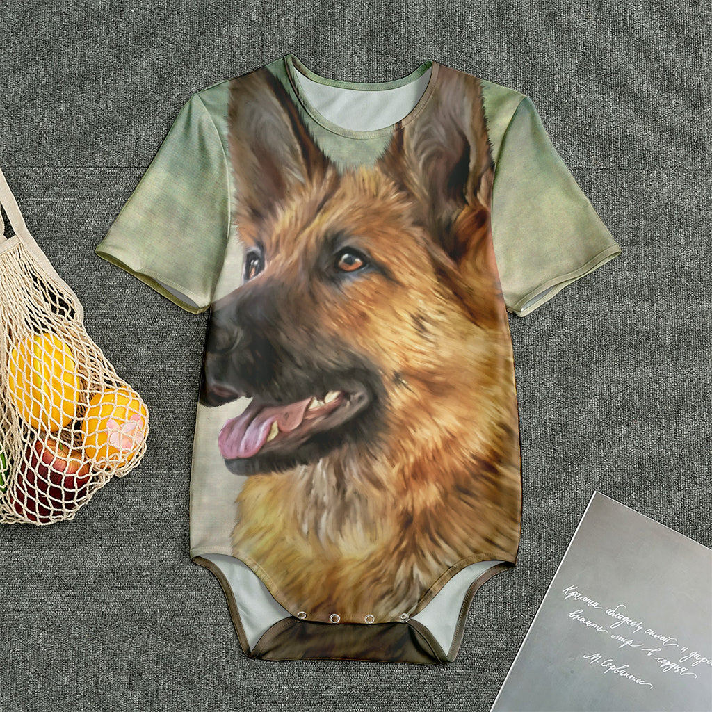 Vintage German Shepherd Portrait Print Men's Bodysuit