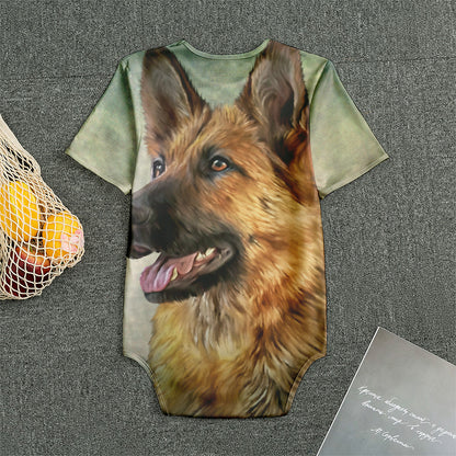 Vintage German Shepherd Portrait Print Men's Bodysuit