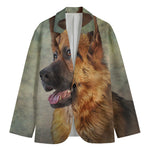 Vintage German Shepherd Portrait Print Men's Cotton Blazer