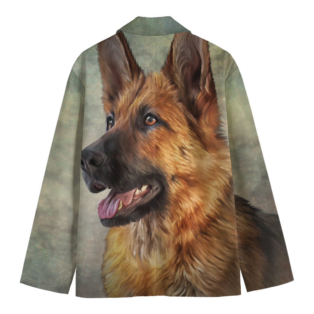 Vintage German Shepherd Portrait Print Men's Cotton Blazer