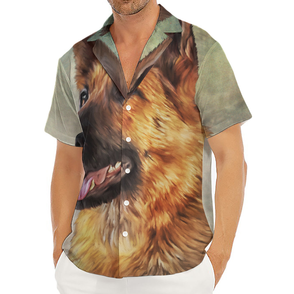 Vintage German Shepherd Portrait Print Men's Deep V-Neck Shirt