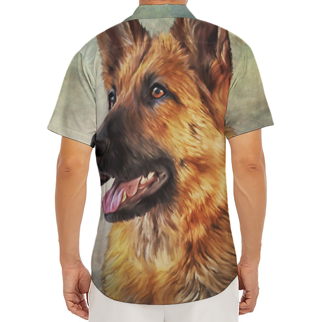 Vintage German Shepherd Portrait Print Men's Deep V-Neck Shirt