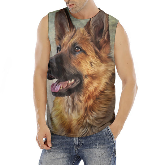Vintage German Shepherd Portrait Print Men's Fitness Tank Top