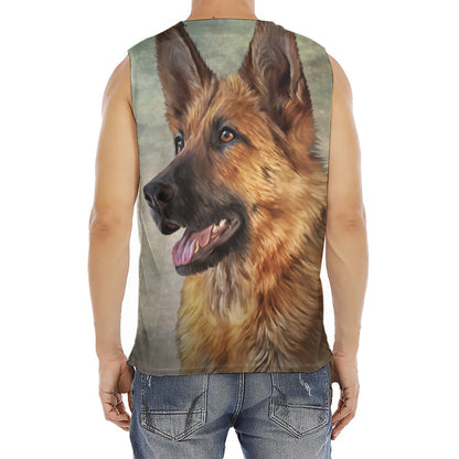 Vintage German Shepherd Portrait Print Men's Fitness Tank Top
