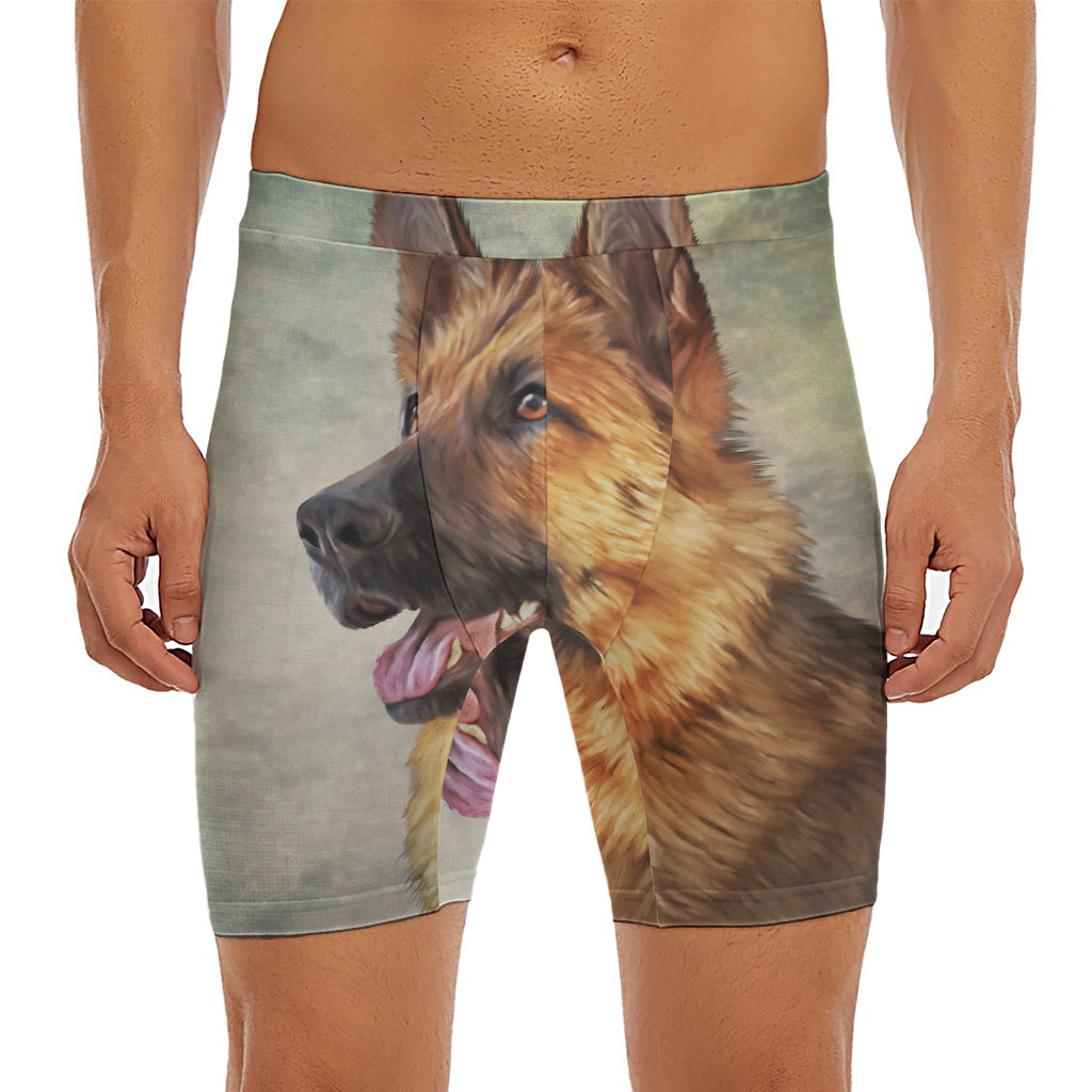 Vintage German Shepherd Portrait Print Men's Long Boxer Briefs