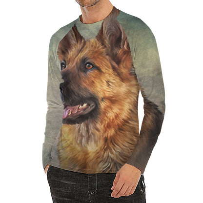Vintage German Shepherd Portrait Print Men's Long Sleeve Rash Guard