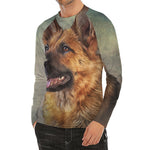 Vintage German Shepherd Portrait Print Men's Long Sleeve Rash Guard