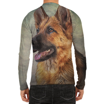Vintage German Shepherd Portrait Print Men's Long Sleeve Rash Guard