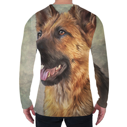 Vintage German Shepherd Portrait Print Men's Long Sleeve T-Shirt