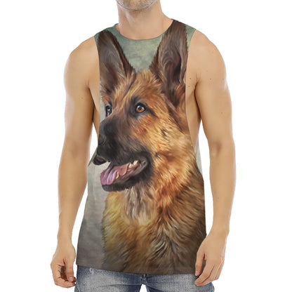 Vintage German Shepherd Portrait Print Men's Muscle Tank Top
