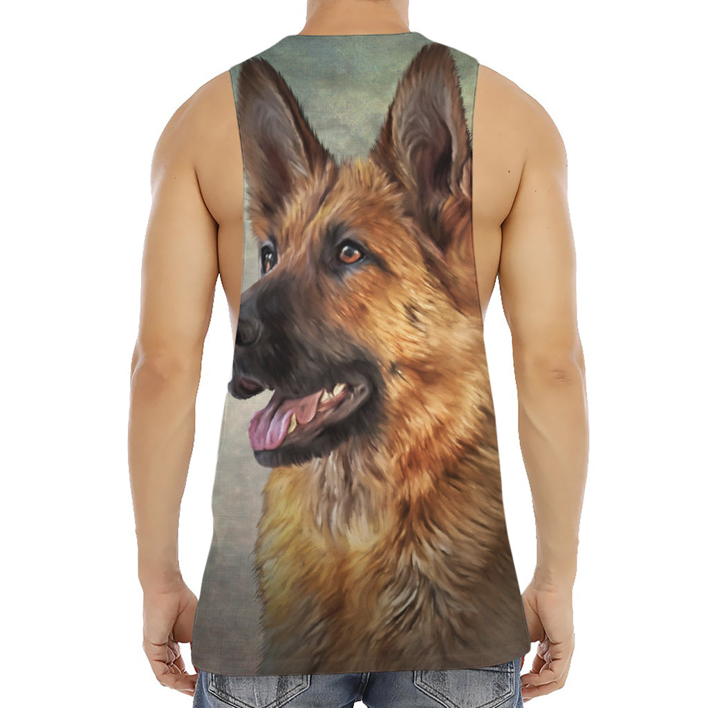 Vintage German Shepherd Portrait Print Men's Muscle Tank Top