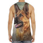 Vintage German Shepherd Portrait Print Men's Muscle Tank Top