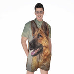 Vintage German Shepherd Portrait Print Men's Rompers