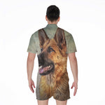 Vintage German Shepherd Portrait Print Men's Rompers