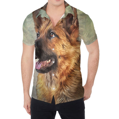 Vintage German Shepherd Portrait Print Men's Shirt
