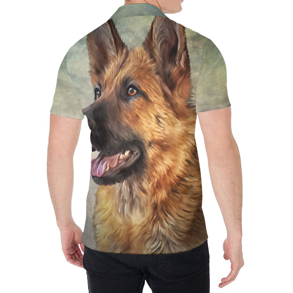 Vintage German Shepherd Portrait Print Men's Shirt
