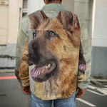 Vintage German Shepherd Portrait Print Men's Shirt Jacket