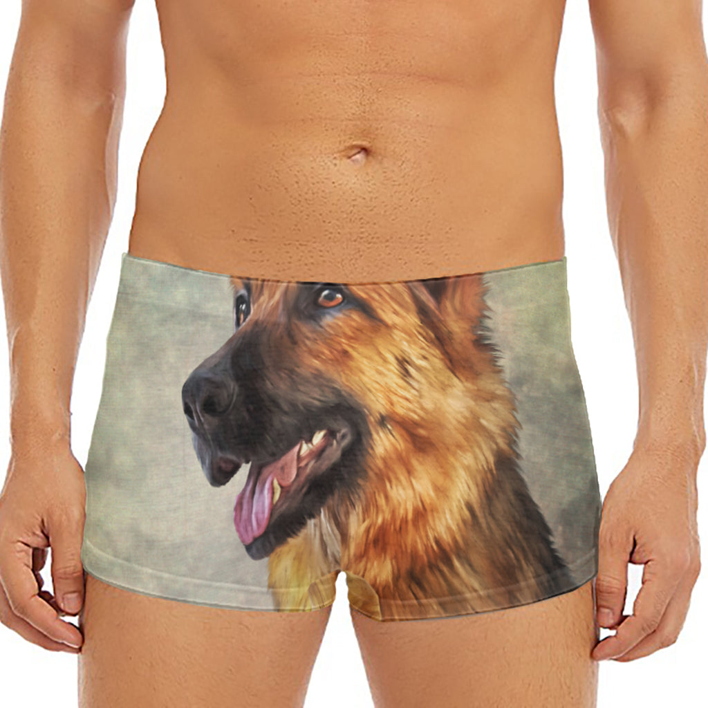 Vintage German Shepherd Portrait Print Men's Short Boxer Briefs