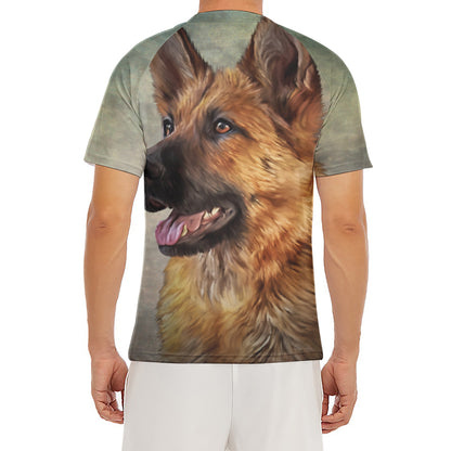 Vintage German Shepherd Portrait Print Men's Short Sleeve Rash Guard