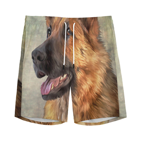 Vintage German Shepherd Portrait Print Men's Sports Shorts