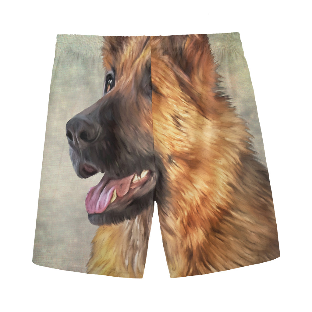Vintage German Shepherd Portrait Print Men's Sports Shorts