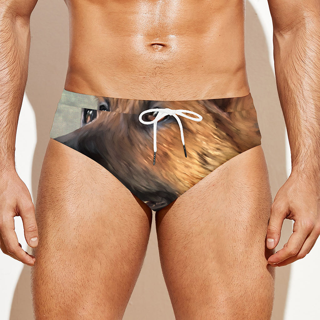 Vintage German Shepherd Portrait Print Men's Swim Briefs