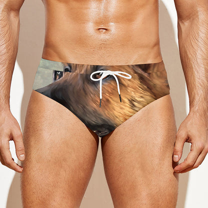 Vintage German Shepherd Portrait Print Men's Swim Briefs
