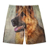 Vintage German Shepherd Portrait Print Men's Swim Trunks