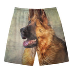 Vintage German Shepherd Portrait Print Men's Swim Trunks