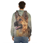 Vintage German Shepherd Portrait Print Men's Velvet Pullover Hoodie