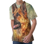 Vintage German Shepherd Portrait Print Men's Velvet T-Shirt