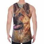 Vintage German Shepherd Portrait Print Men's Velvet Tank Top